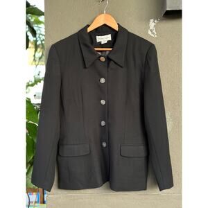 Vintage Hillary Charles Women’s 12 100% Wool Black Blazer Jacket Made in USA